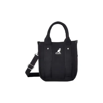 KANGOL Cotton Canvas Tote Bag Shopping Bag Portable Crossbody Canvas Bag Shoulder Bag Small Size Unisex Black