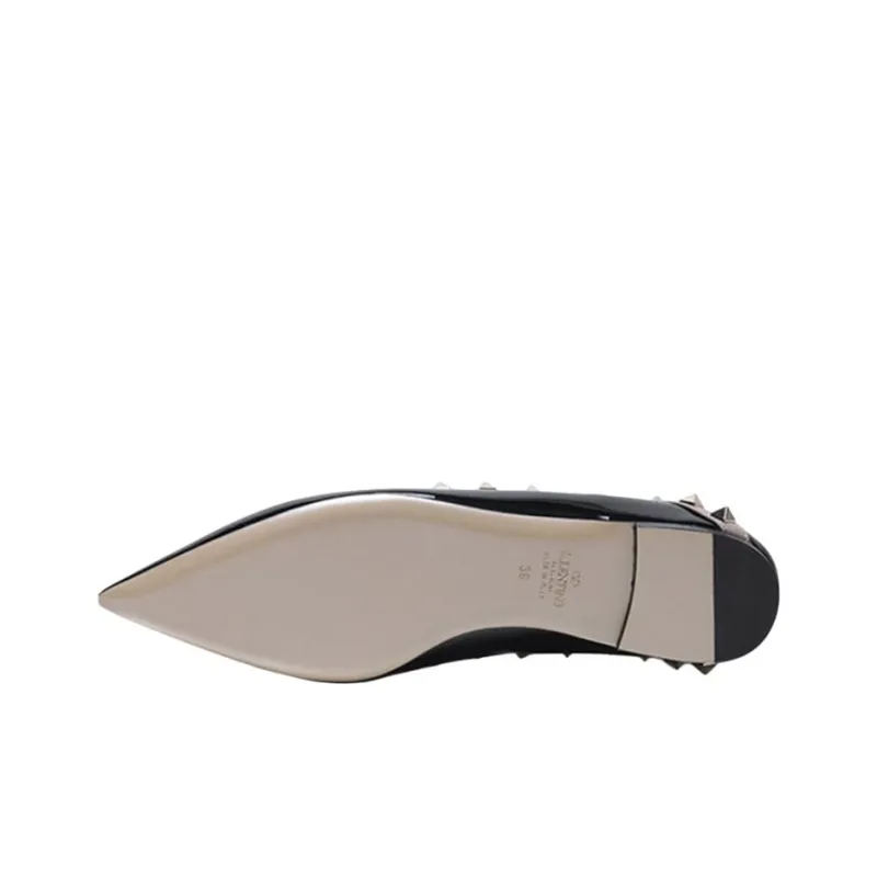 Valentino Rockstud Casual Single Shoes Women's Black Gray Pink-5