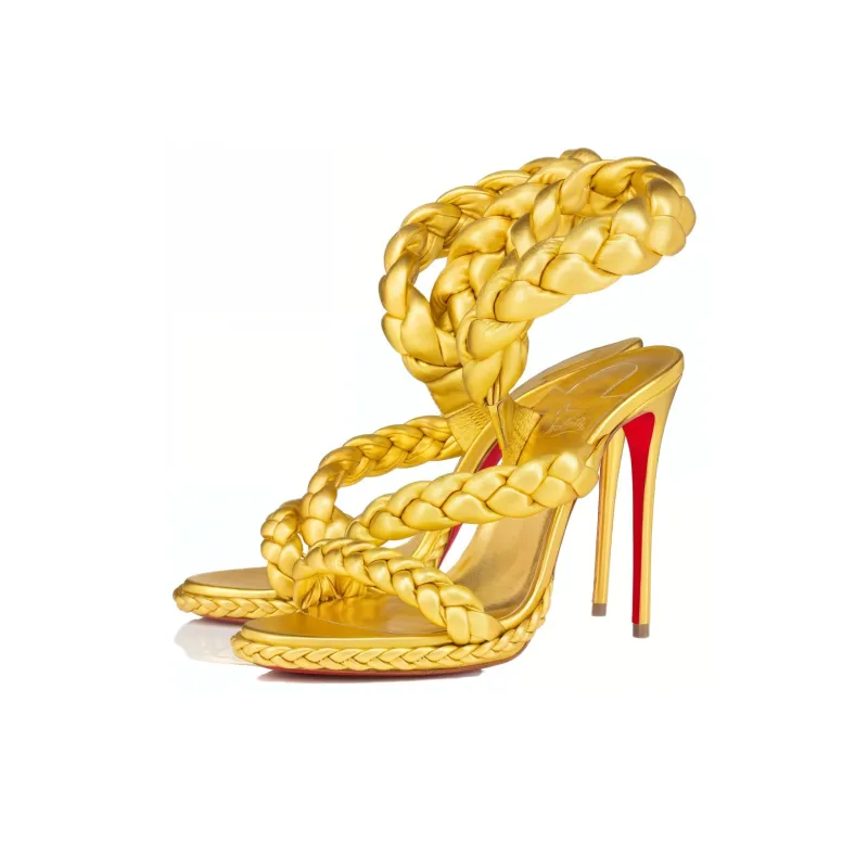 SABRINA X Idris Elba x CL LUBOTING Fatima Strap Sandals 12cm Women's Gold-2