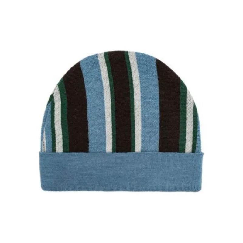 MOSCHINO Logo Intarsia Knit Striped Beanie-1