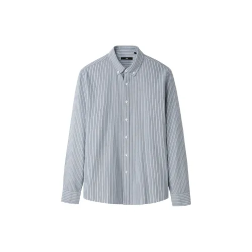 HLA Shirts Men Light Gray Striped G1