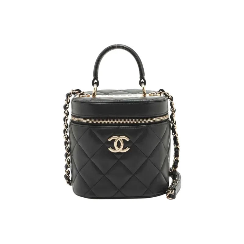 CHANEL Lambskin Bucket Bag, Portable Crossbody Bag, Shoulder Bag Medium Size Women's Black-0