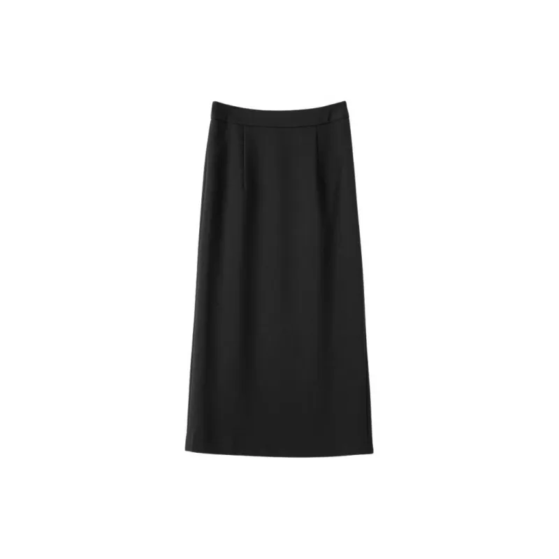 Late White Casual Long Skirts Women's Black-2