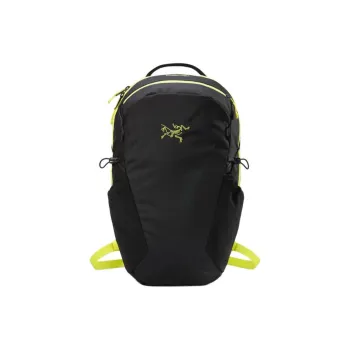 Arcteryx Recyclable Polyester Outdoor Hiking Bag Backpacks Regular Unisex Black & Neon Green