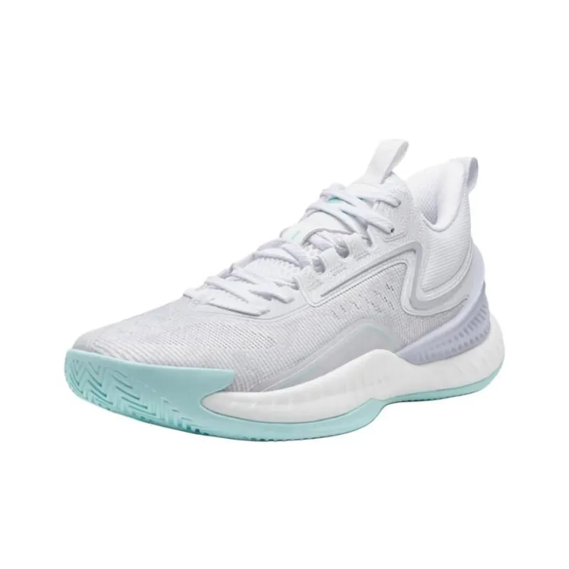 XTEP Shudder 2 Generations Cushioning Wear-Resistant Low-Top Basketball Shoes Men's White Purple Blue-2