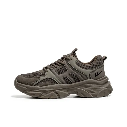 Warrior Cushioning Anti Slip Wear Resistant Breathable Lightweight Height Increasing Low Top Chunky Sneakers Men's Gray