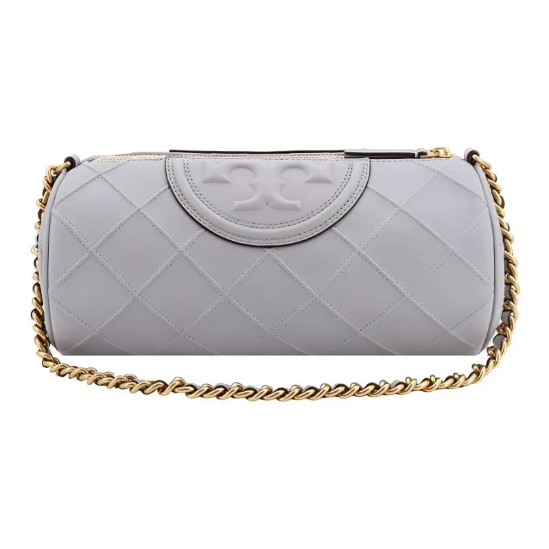 TORY BURCH Fleming Sheepskin Cylinder Bag Portable Crossbody Bag Shoulder Bag Women's Light Gray-2