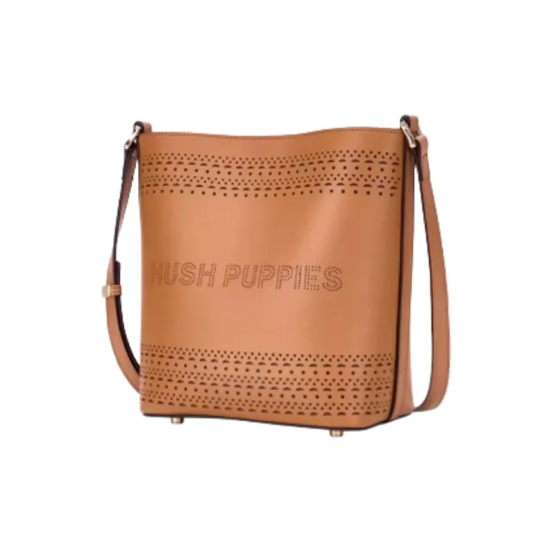 Hush Puppies Cow Split Leather Bucket Bags Shoulder Bag Crossbody Bag Medium Size Women's Light Green/Ecru/Brown-14