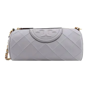 TORY BURCH Fleming Sheepskin Cylinder Bag Portable Crossbody Bag Shoulder Bag Women's Light Gray