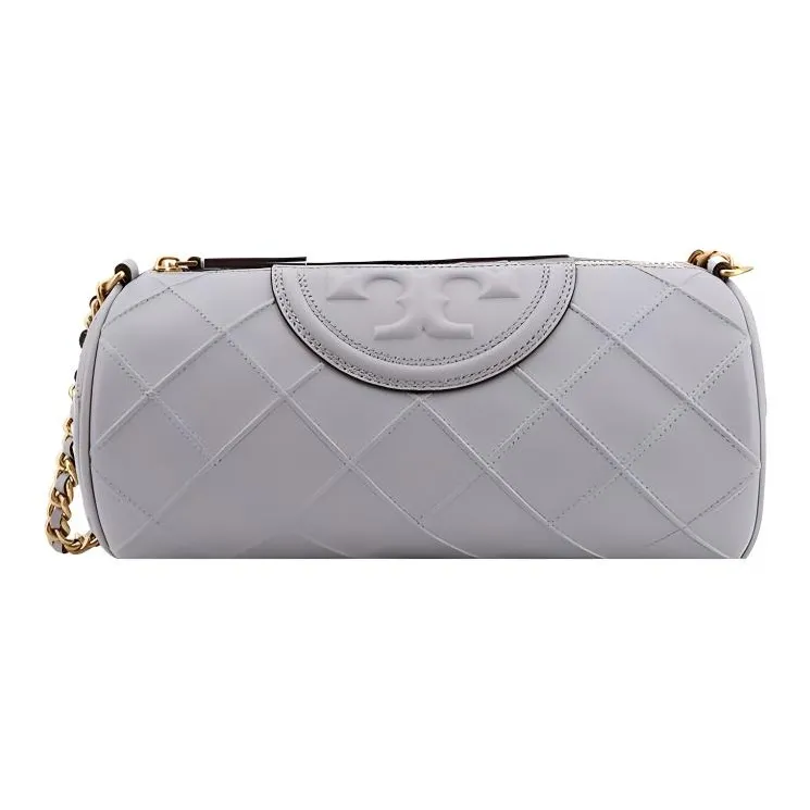 TORY BURCH Fleming Sheepskin Cylinder Bag Portable Crossbody Bag Shoulder Bag Women's Light Gray-0