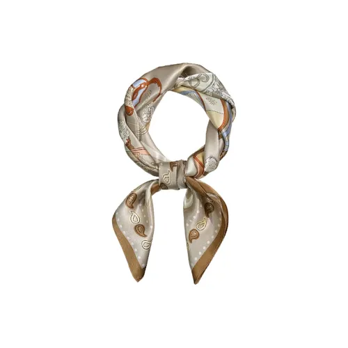 MITHAOL KUSC Silk Scarves Women's Champagne Carriage