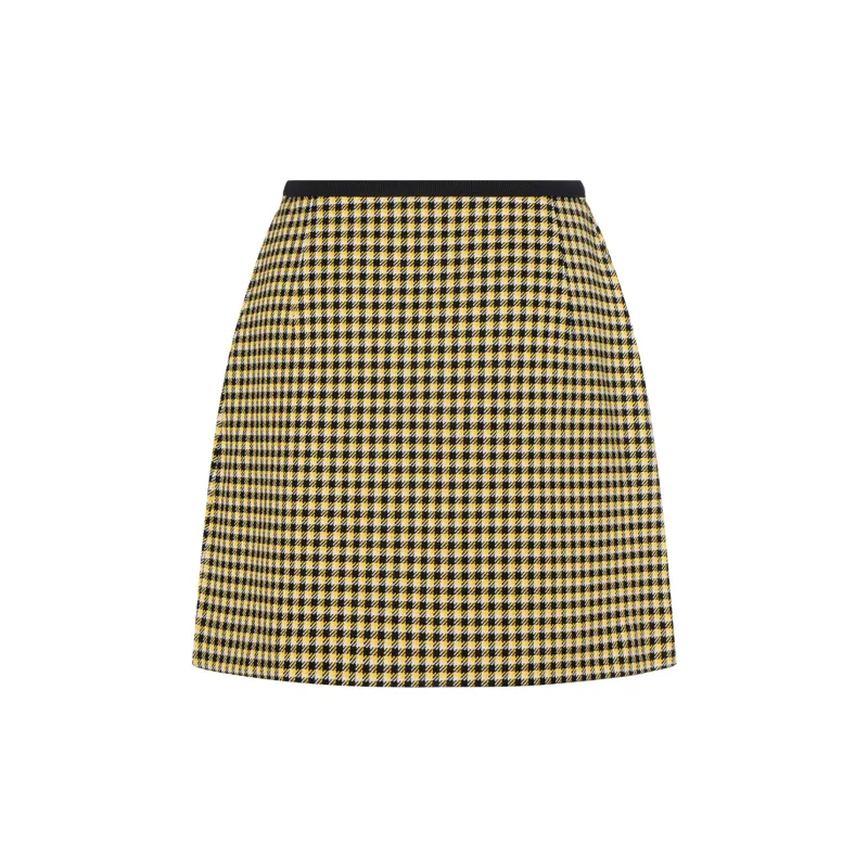 MIU MIU Casual Short Skirts Women's Yellow Black-1