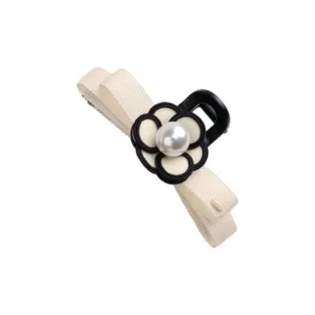 BABYBEI Bowknot Shark Clip-in Camellia In Black Beige Hair Accessories Women's