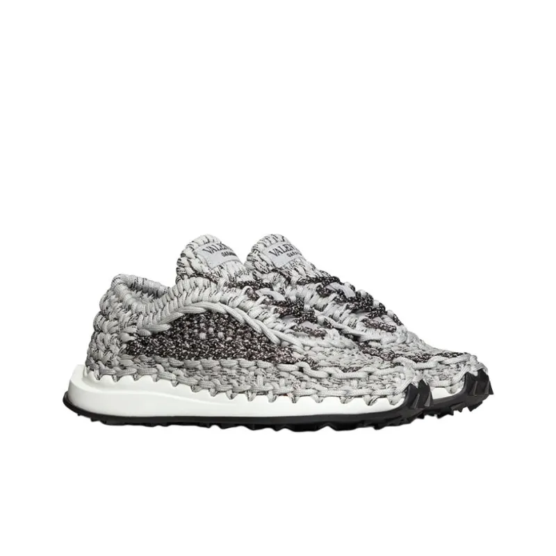 Valentino Crochet Low-Top Casual Shoes Women's Gray-2