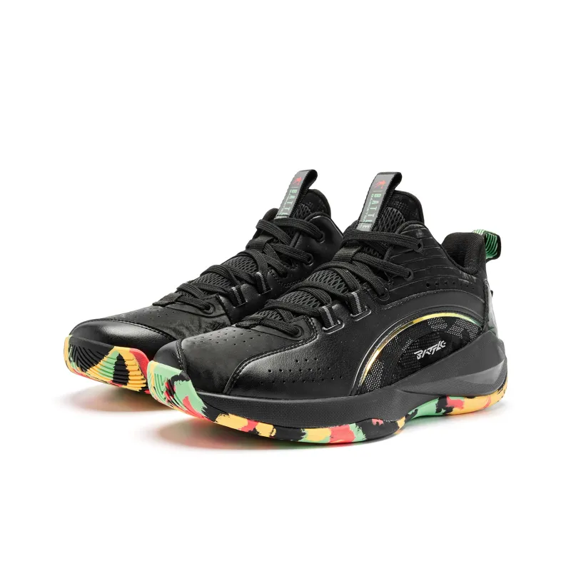 QIAODAN Basketball Shoes Men Low Top Black/Virtual Red-2
