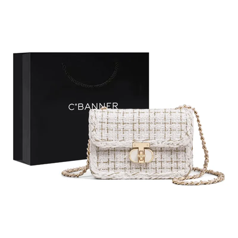C°BANNER Fabric Shoulder Bag, Crossbody Bag Regular Women's White/Black-15