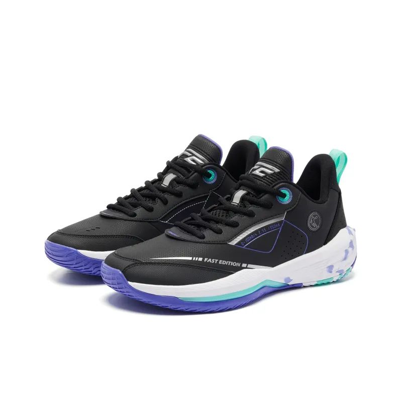 QIAODAN FETEAM Basketball Shoes Men Low Top Black/Paisley Purple-2