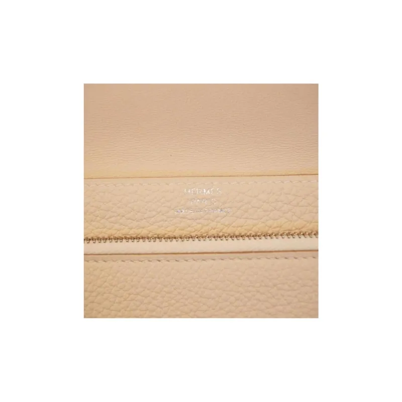 HERMES Dogon Togo Cow Leather Wallet Women's 10 Craie Milkshake White-4