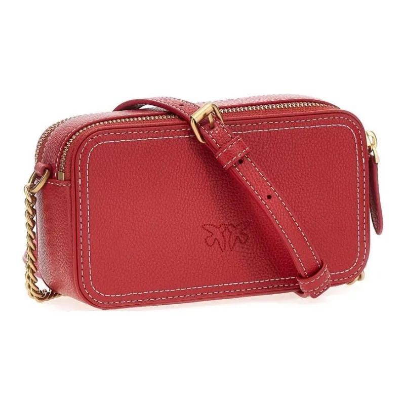PINKO Cow Leather Camera Bags Crossbody Bag Shoulder Bag Women's Red-2