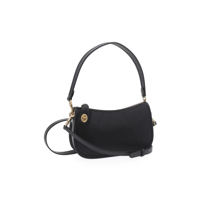 COACH Nylon Shoulder Bag Crossbody Bag Mahjong Bag Medium Size Women's Black-1