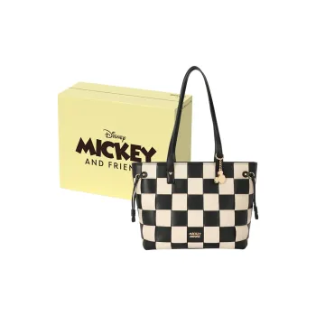 Disney Mickey Series Synthetic Leather Tote Shoulder Bag, Crossbody Bag Regular Women's Black White