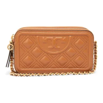 TORY BURCH Lambskin Camera Bag Shoulder Bag Crossbody Bag Women's Seductive Tea Brown