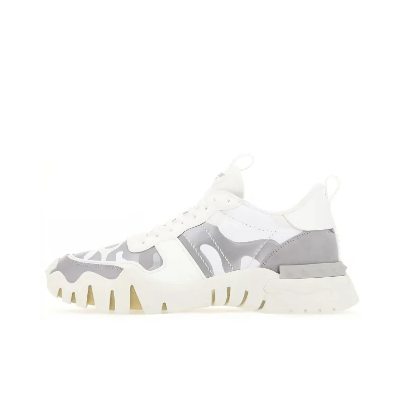 Valentino Anti Slip Wear Resistant Low Top Casual Shoes Men's White Silver-0
