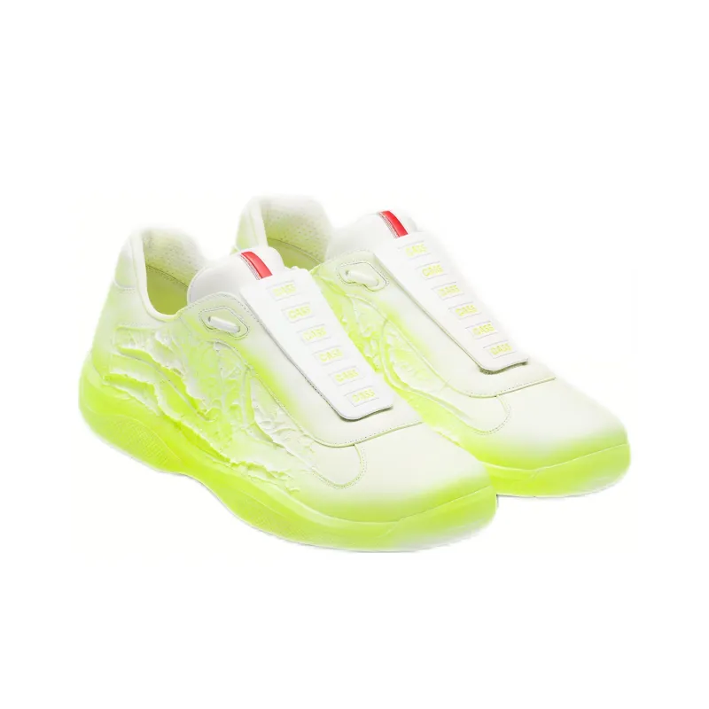 Cass x PRADA Att4ck Cushioning Anti-Slip And Wear-Resistant Low-Top Casual Shoes Unisex Neon Yellow-2