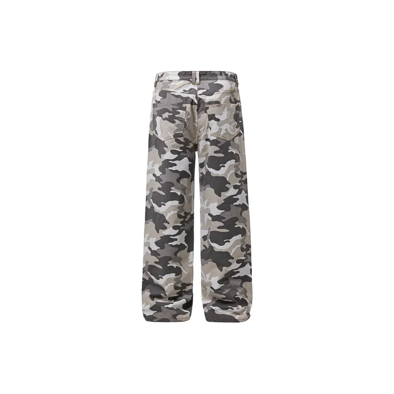 YINLEI Casual Pants Unisex Gray Camouflage-1