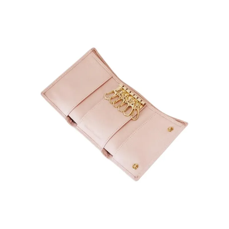 Hush Puppies Top Grain Cow Leather Key Pouch Wallets Women's Pink-2