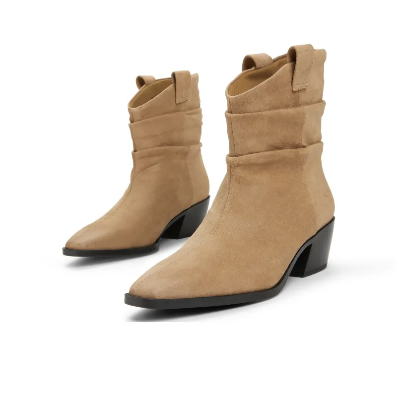 CHARLES&KEITH Small CK Ankle Boots 5.1cm Women's Tan Tea Brown/Black Black-2
