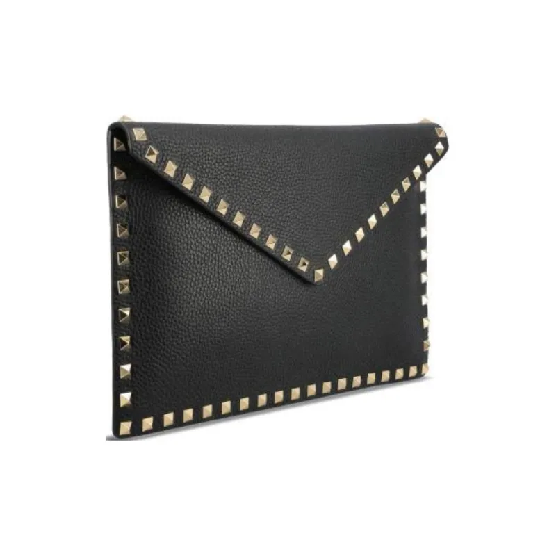 Valentino Garavani Rockstud Foldover Top Envelope Clutch Bag-1