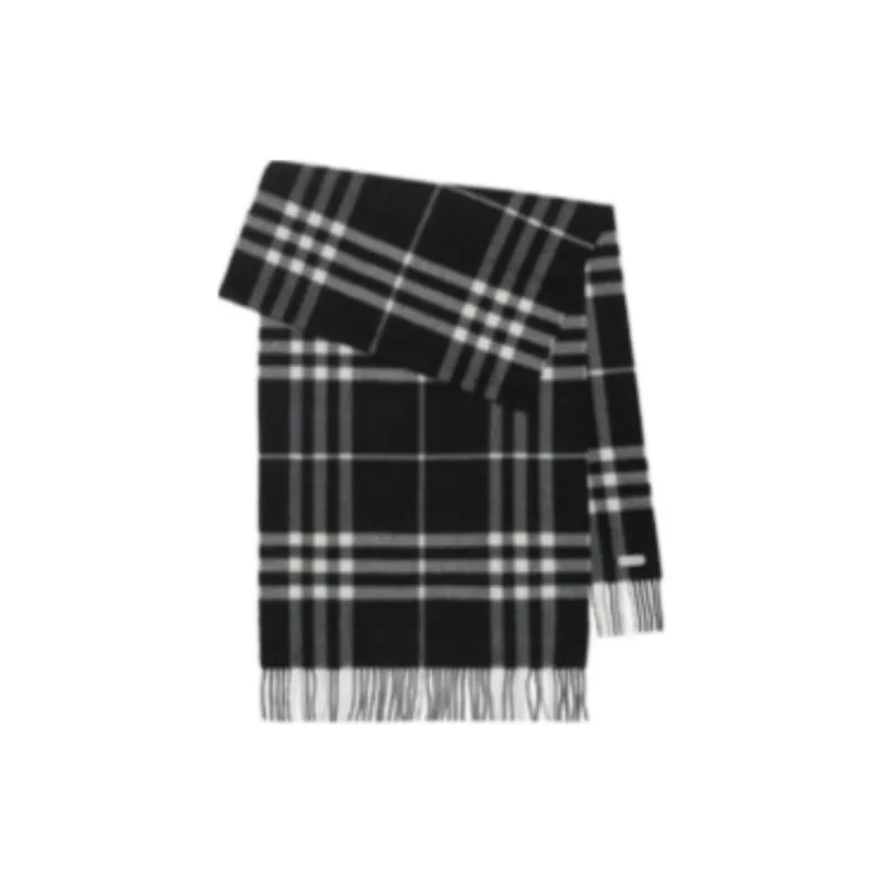 Burberry Check print Fringed Cashmere Scarf-1