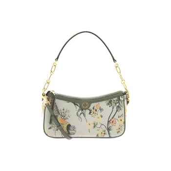 TORY BURCH T Monogram Brocade With Leather Shoulder Bag, Portable, After School Shoulder Bag Women's Winter Saint White