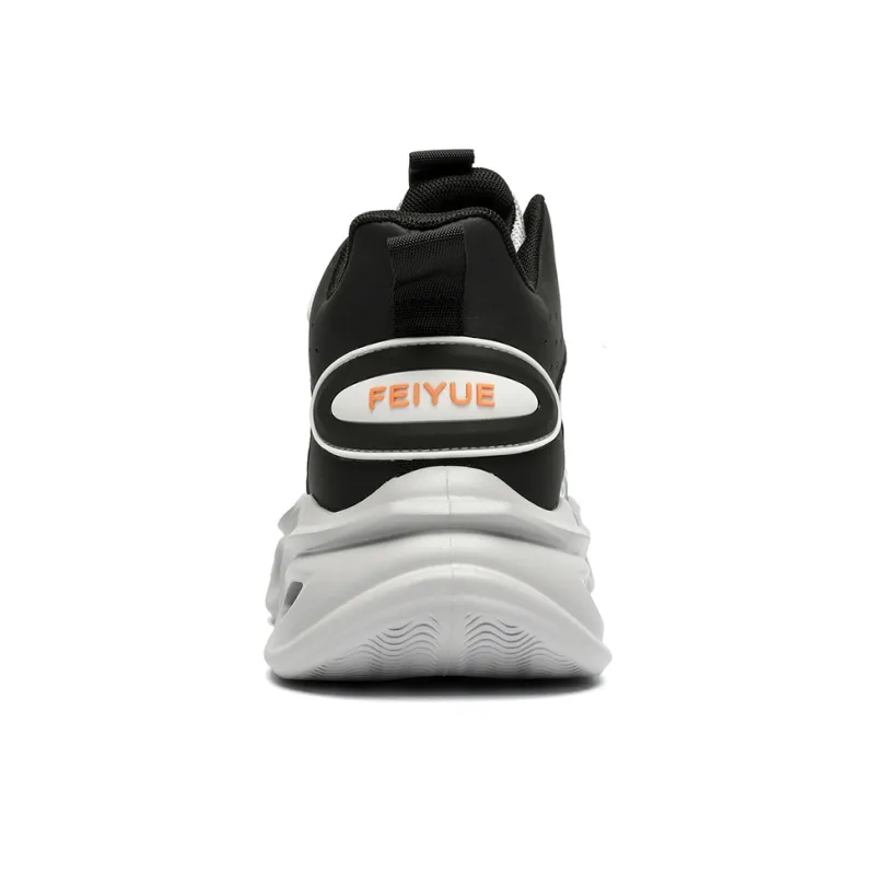 Feiyue Cushioning Breathable Mid-Top Chunky Sneakers Men's Gray Black-4