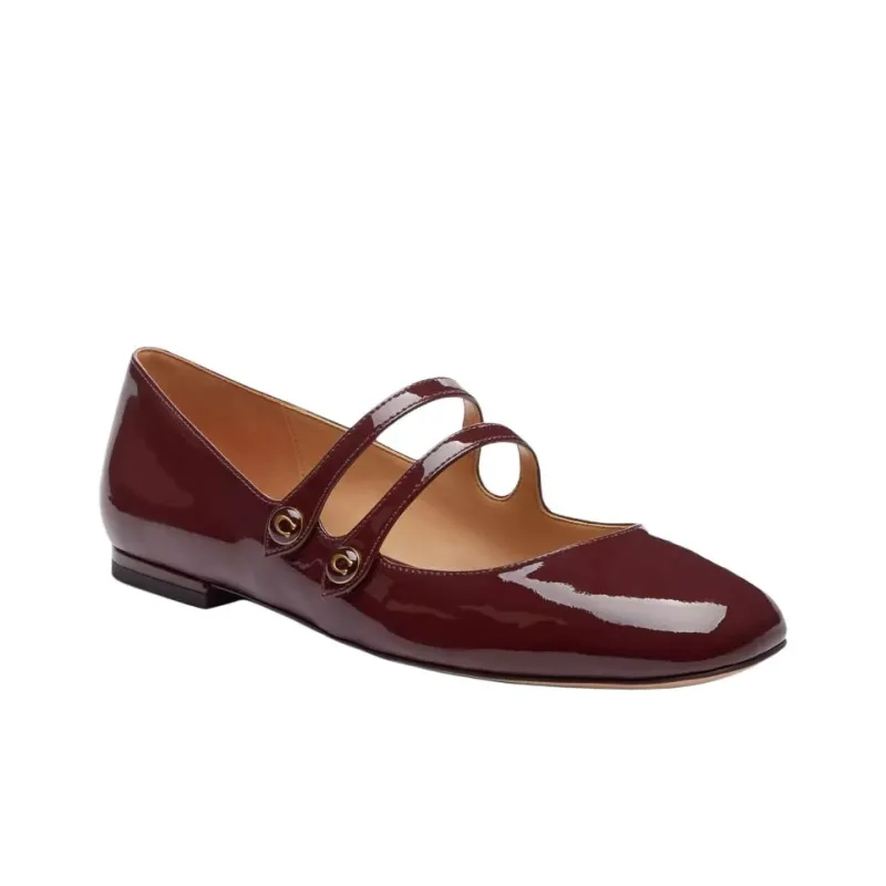 COACH Winley Flat Mary Jane Shoes Women's Burgundy-2