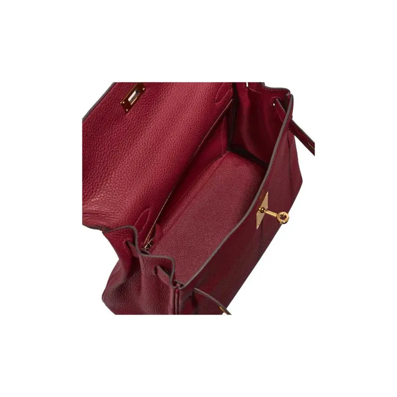 HERMES Kelly Togo Calfskin Kelly Bag Shoulder Bag Crossbody Bag Handbag Women's Garnet Red-4
