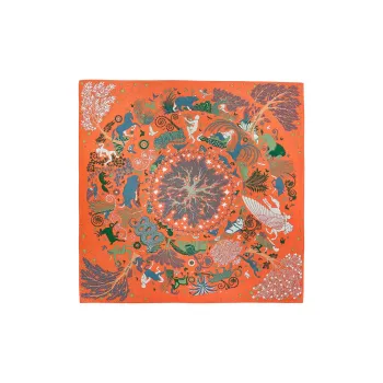 HERMES Cashmere Shawls Unisex Orange