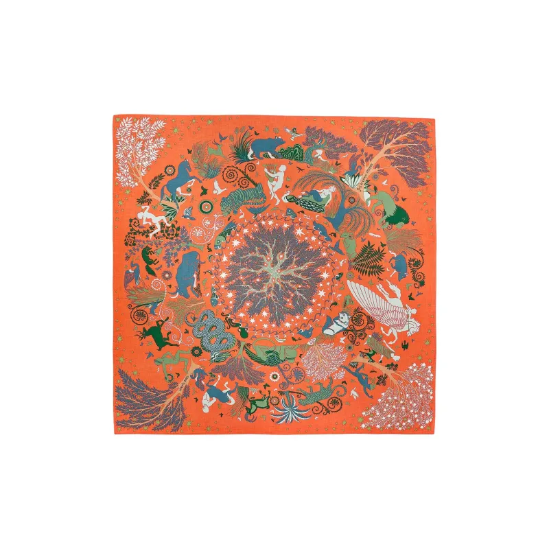 HERMES Cashmere Shawls Unisex Orange-0