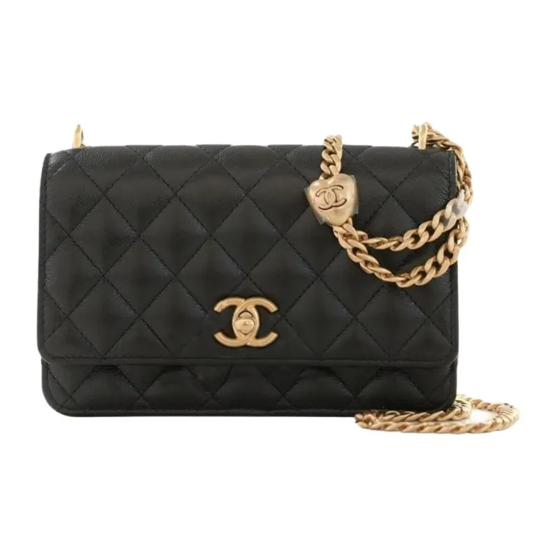 CHANEL Grain Calfskin Shoulder Bag, Crossbody Bag Women's Black-0