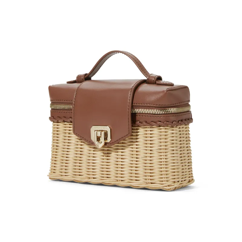 CHARLES&KEITH PU Small Square Bag Straw Bag Crossbody Bag Handbag Trumpets Women's Multi Composite Color-1