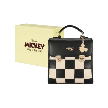 Disney Mickey Series PU Synthetic Leather Backpack Regular Unisex Black White