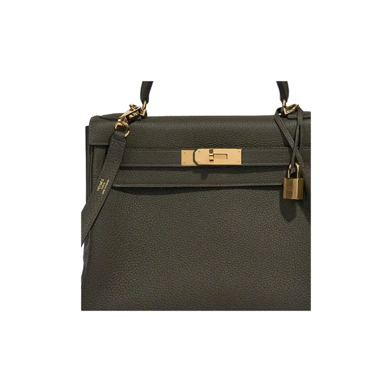 HERMES Kelly Togo Calfskin Kelly Bag Shoulder Bag Crossbody Bag Handbag Regular Women's C6 Vert De Gris Gray Green-4