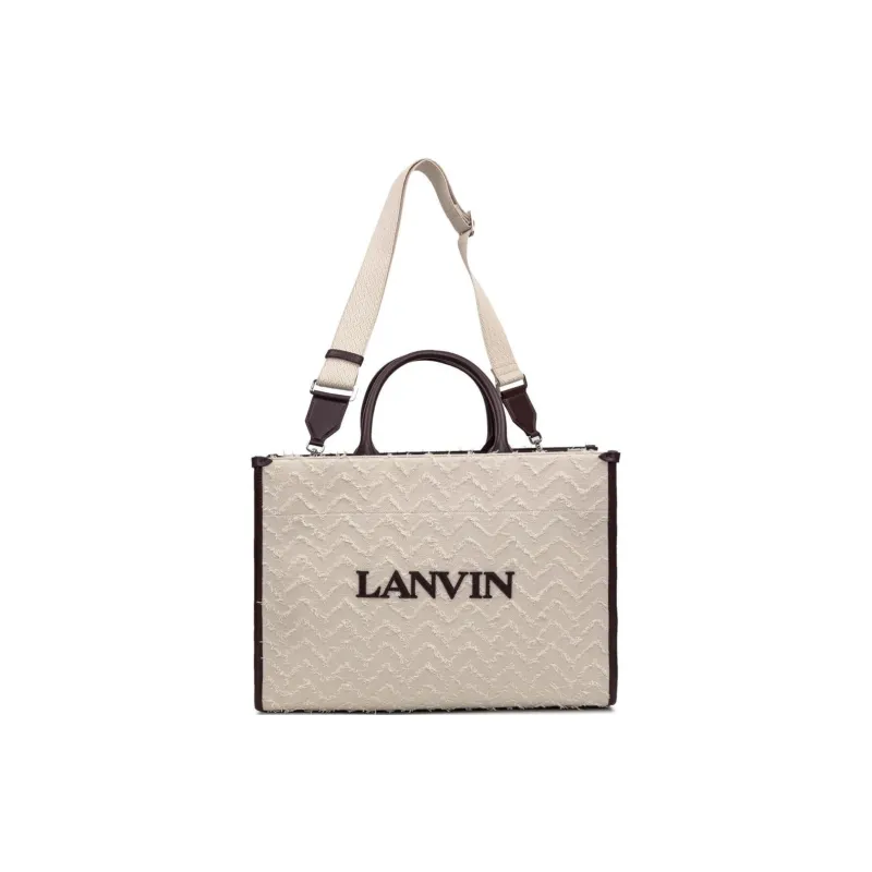 Lanvin Logo Embroidered Frayed Detail Tote Bag-1