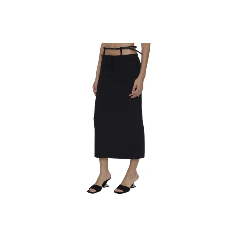 The Attico Belted Stretch Midi Skirt-2