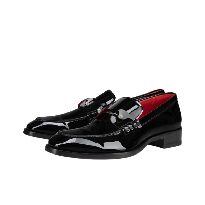 Christian Louboutin Chambelimoc Embellished Patent Loafers-2