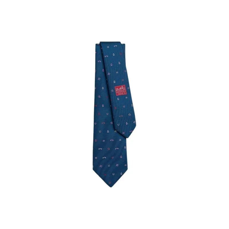 HERMES Silk Ties Men's Denim Color-0