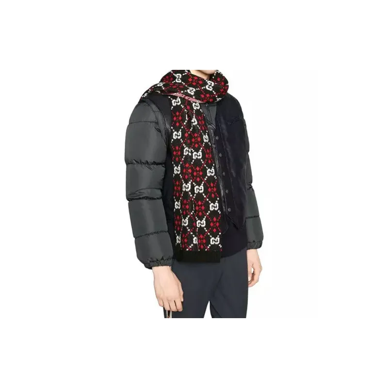 GUCCI Knit Scarves Men Black/Ivory-2