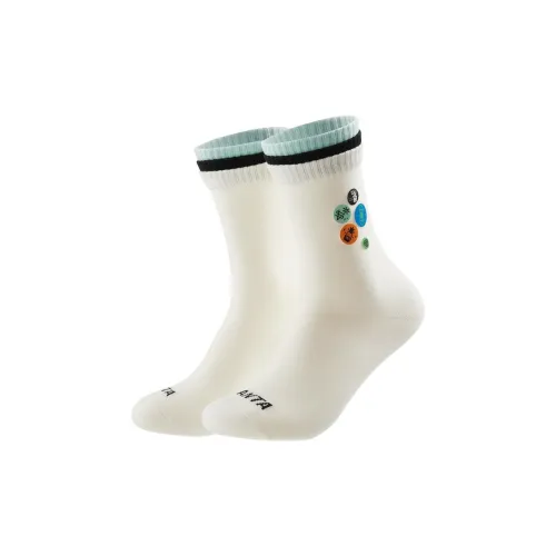 Anta Life Collection Mid-Calf Socks Unisex 1 Pack Milk White