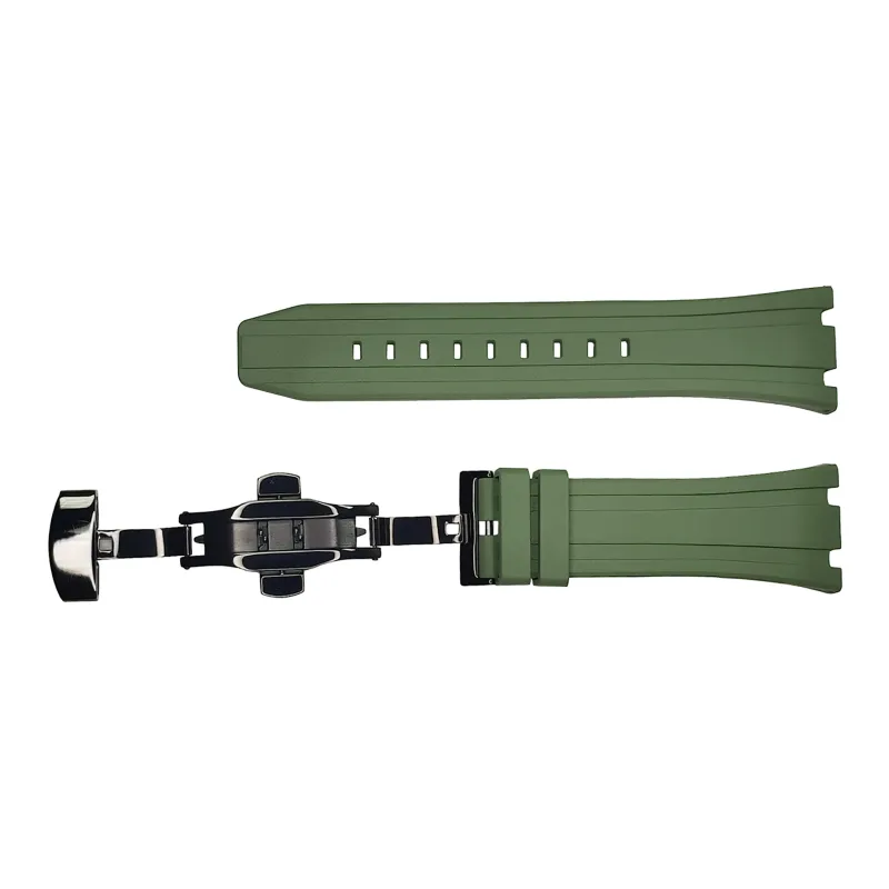 Vickit Black Buckle Collection Casio Compatibility Watch Band 17 Fluoroelastomer Material-8